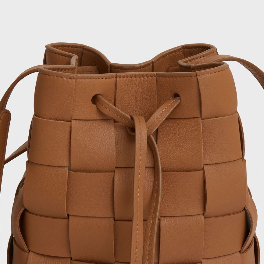 Women's Mansur Gavriel Upcycled Woven Mini Bucket Bags Brown | AU 021MPK